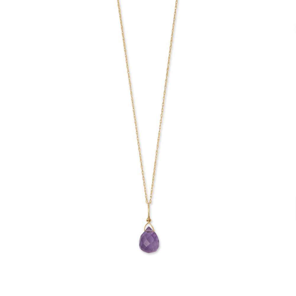 16" 14 Karat Gold Birthstone Necklace (-December)