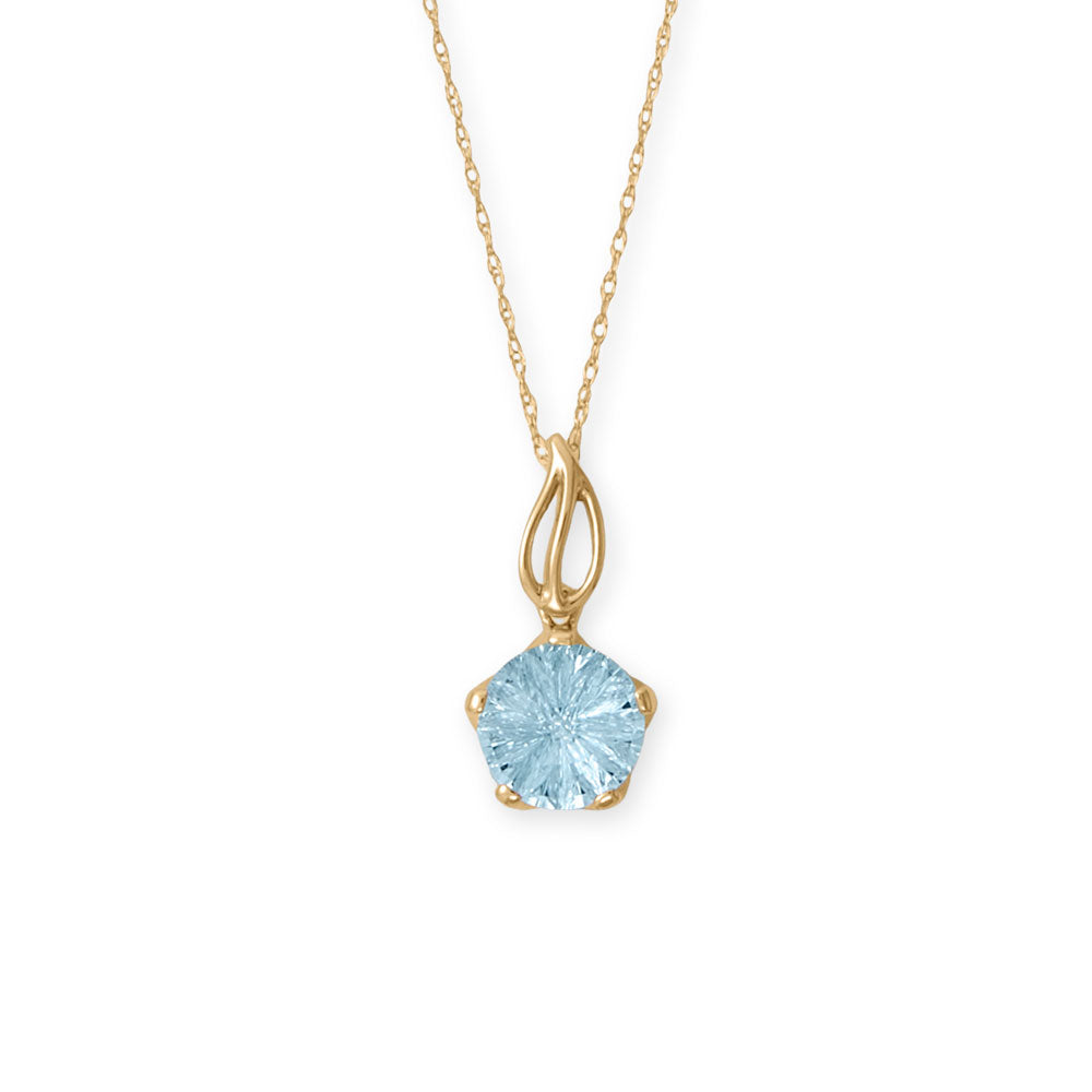 18" 14 Karat Gold Precision Cut Sky Blue Topaz Necklace