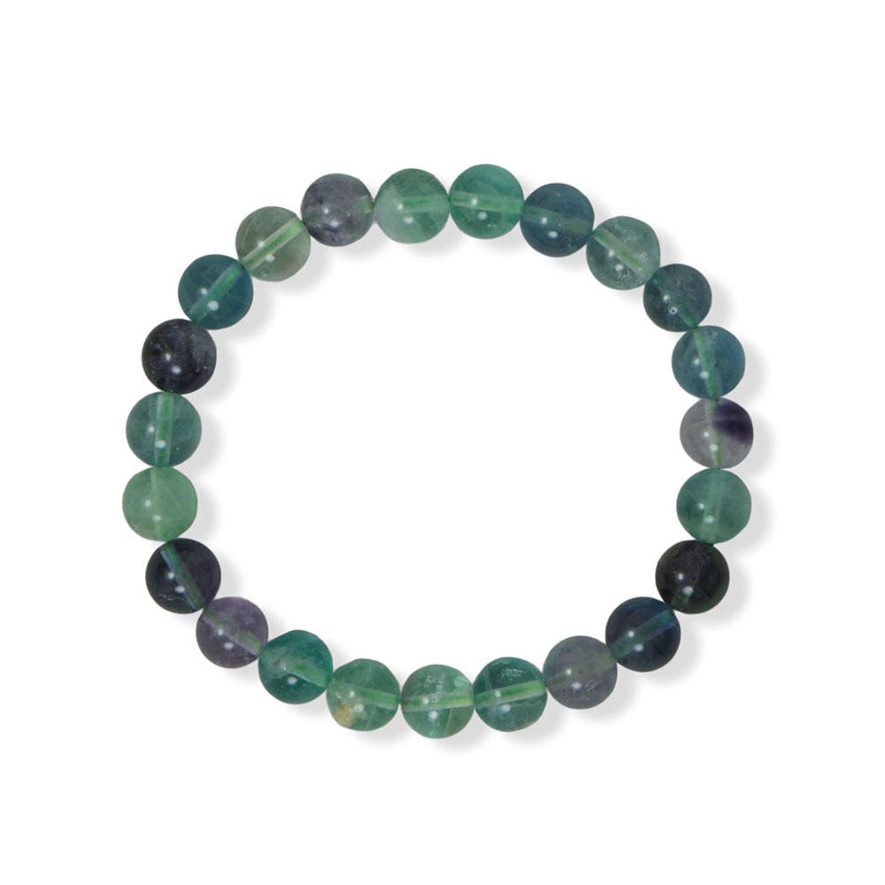 8mm Round Fluorite Stretch Bracelet-Sparks and Gem