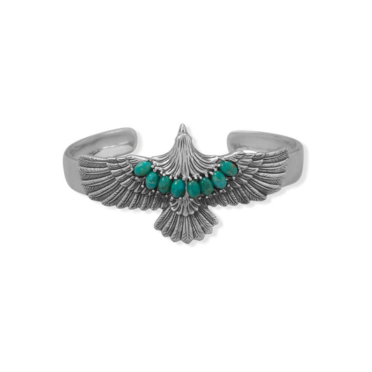 Oxidized Turquoise Eagle Cuff Bracelet-Sparks and Gem