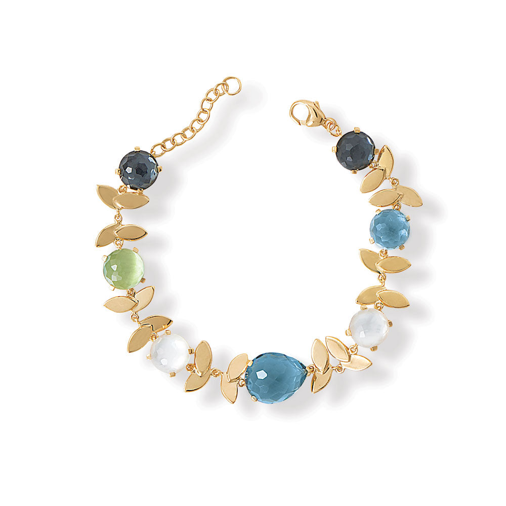 6.5" + 1" Lovely Leaves! Multi Stone Bracelet