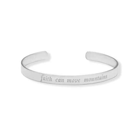 Silver "faith can move mountains" Cuff Bracelet