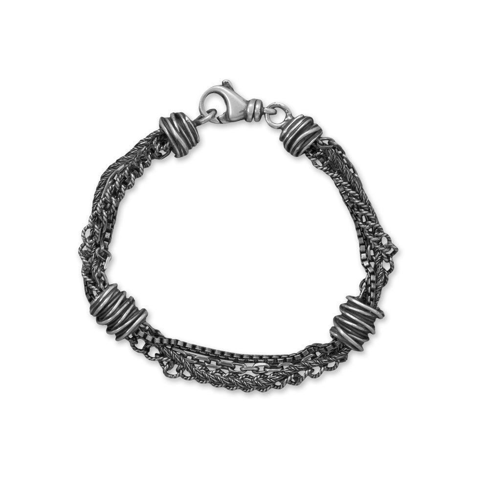 7" Oxidized Wrapped Multi Chain Bracelet