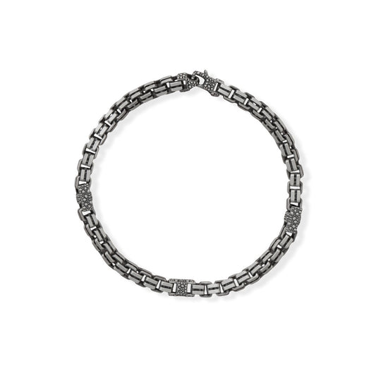 8.5" Black Ruthenium Brushed Box Chain Bracelet