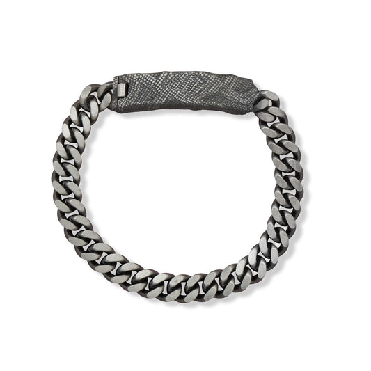 8.5" Black Ruthenium Snakeskin ID Bracelet