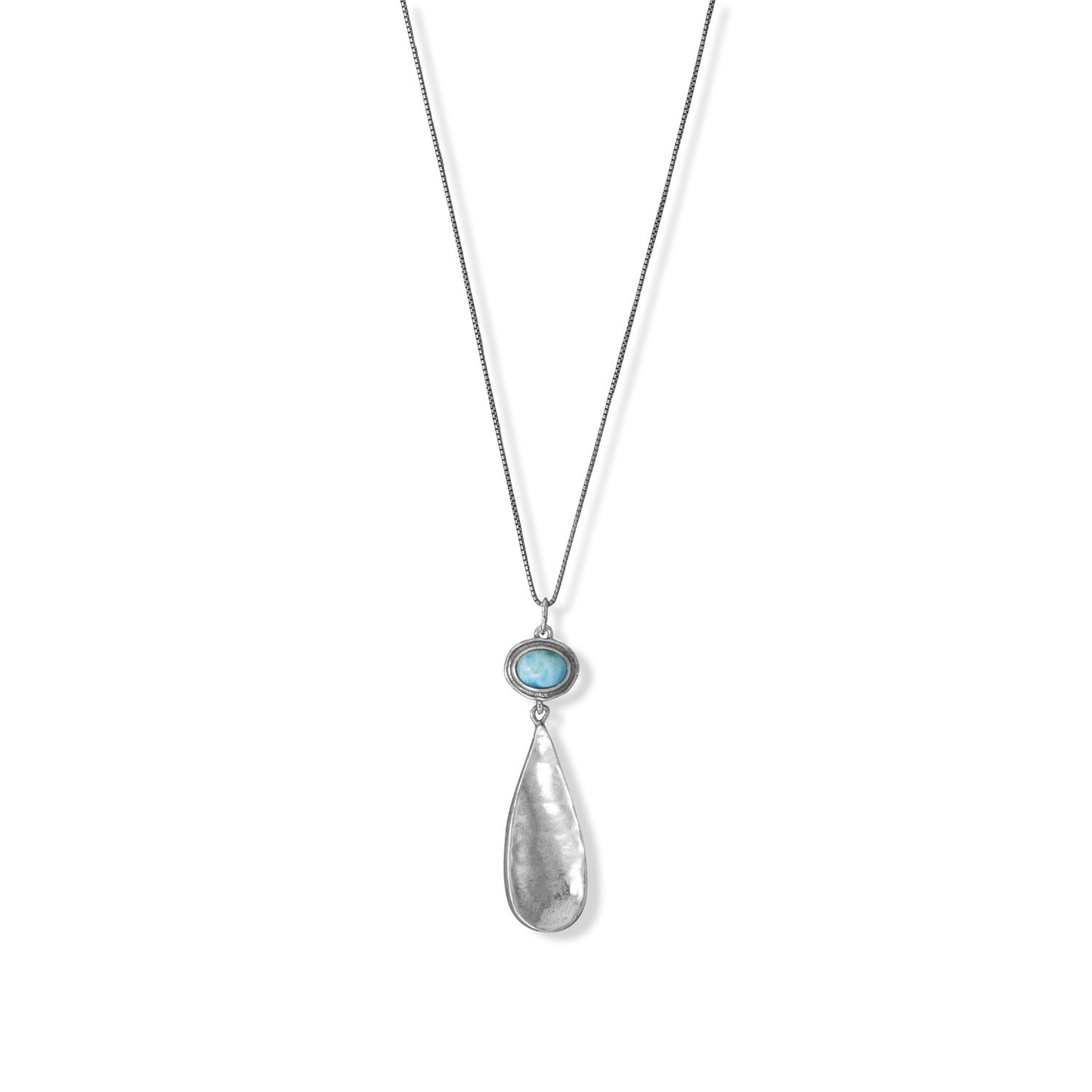 18" Larimar with Pear Drop Necklace-Sparks and Gem