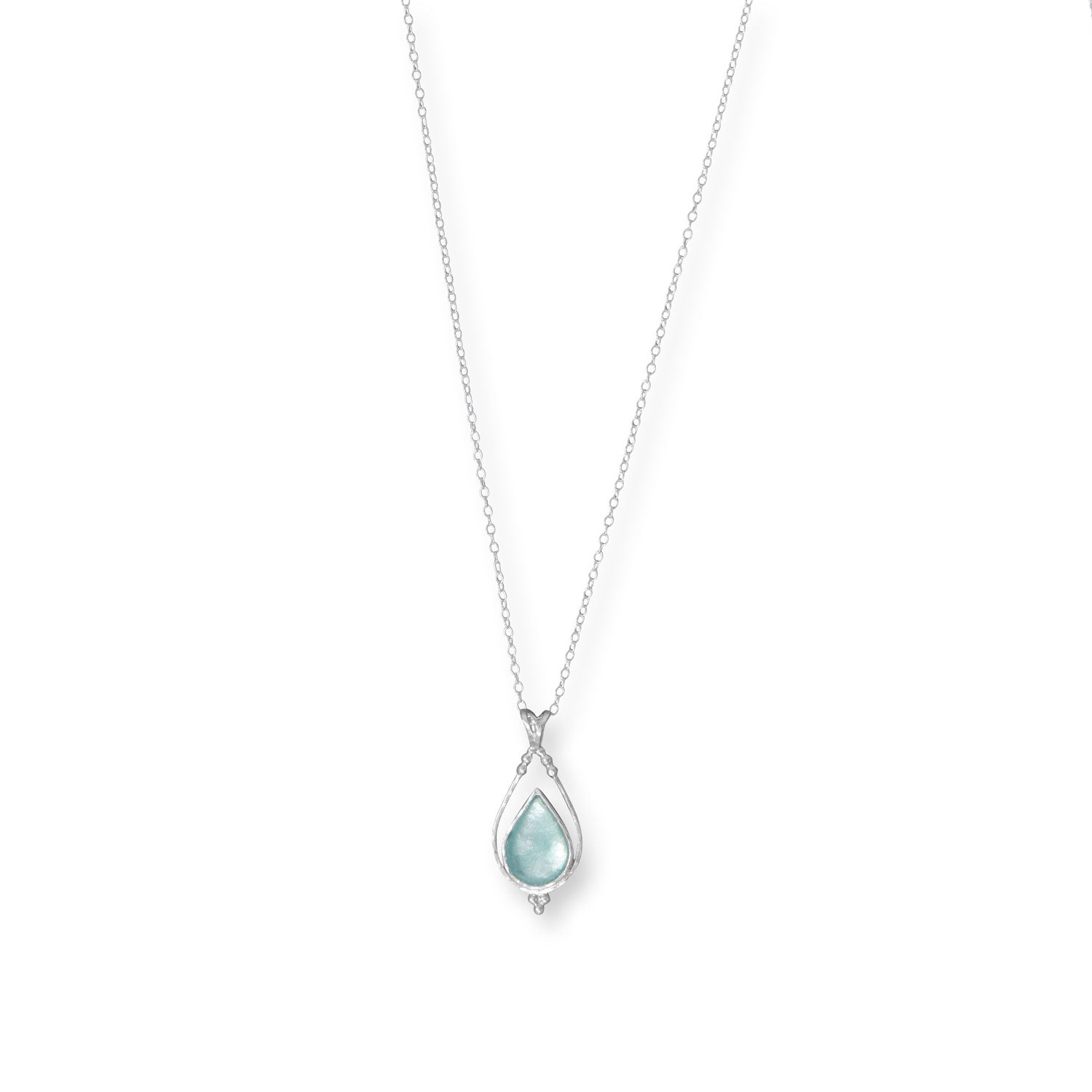 Eye-catching Pear and Aqua Roman Glass Necklace-Sparks and Gem