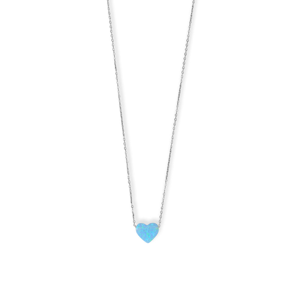 Synthetic Opal Heart Silver Necklace - Sparks and Gem