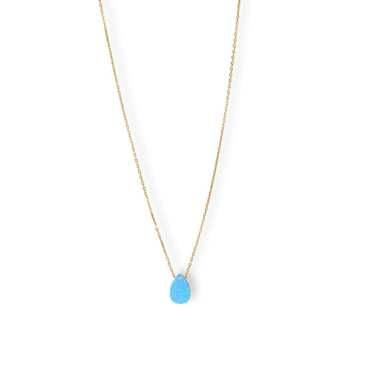 16" + 2" Synthetic Opal Pear Necklace-Sparks and Gem