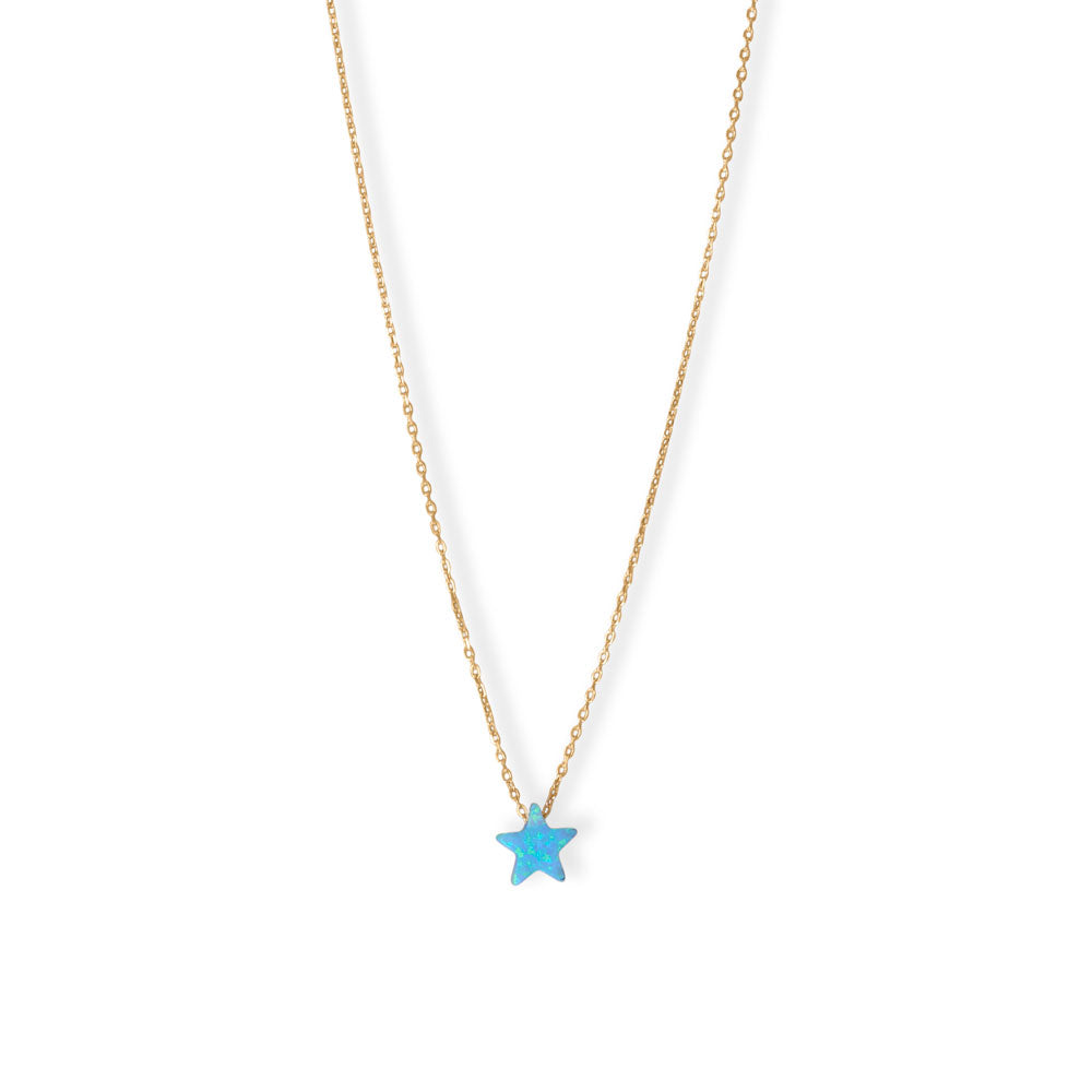 16" + 2" Synthetic Opal Star Necklace-Sparks and Gem