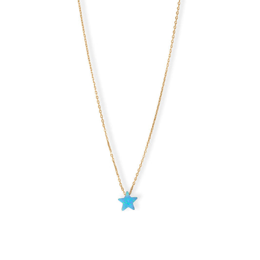 16" + 2" Synthetic Opal Star Necklace-Sparks and Gem