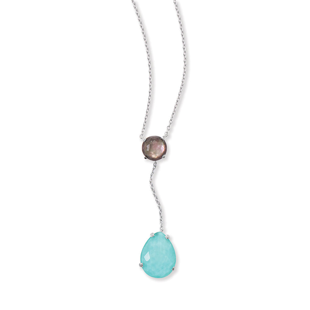 Black Mother of Pearl and Turquoise Drop Necklace - Sparks and Gem