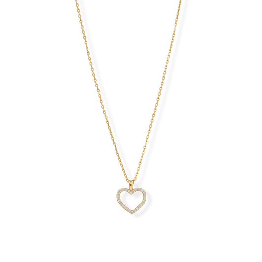 16" + 2" CZ Heart Necklace