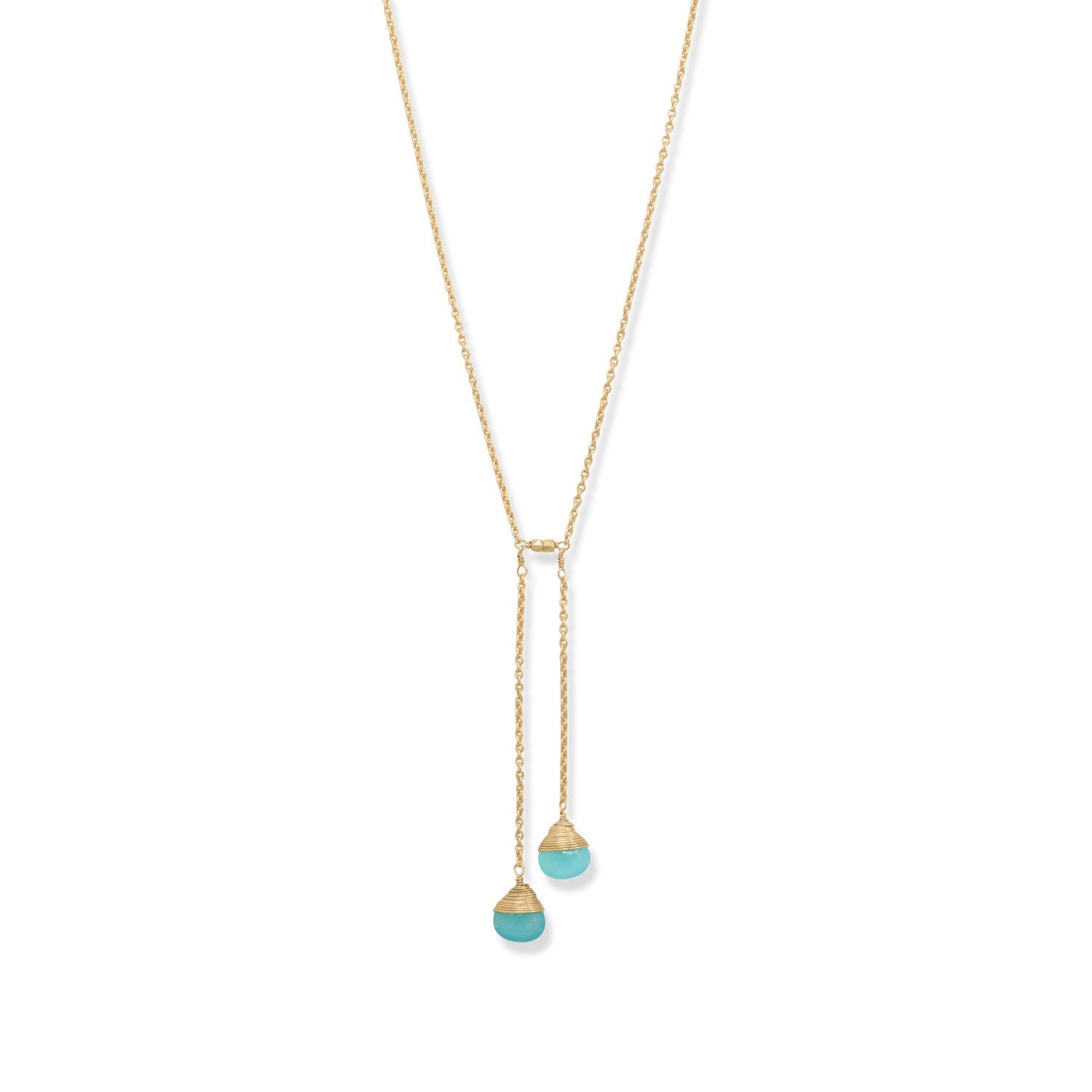 Aqua Chalcedony Lariat Necklace