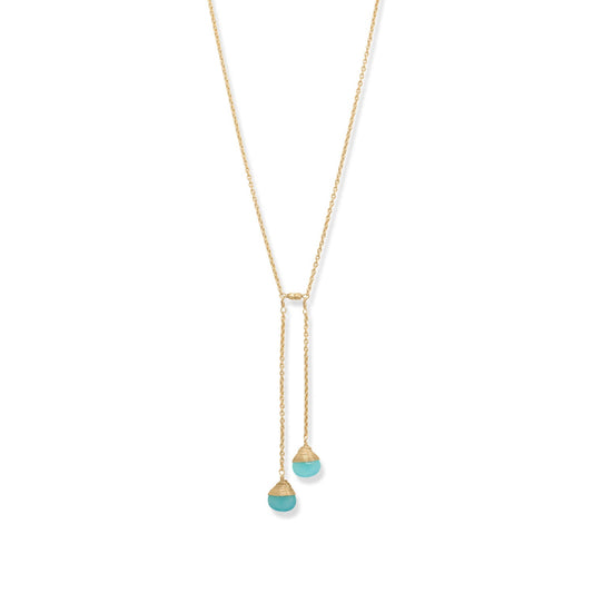 Aqua Chalcedony Lariat Necklace