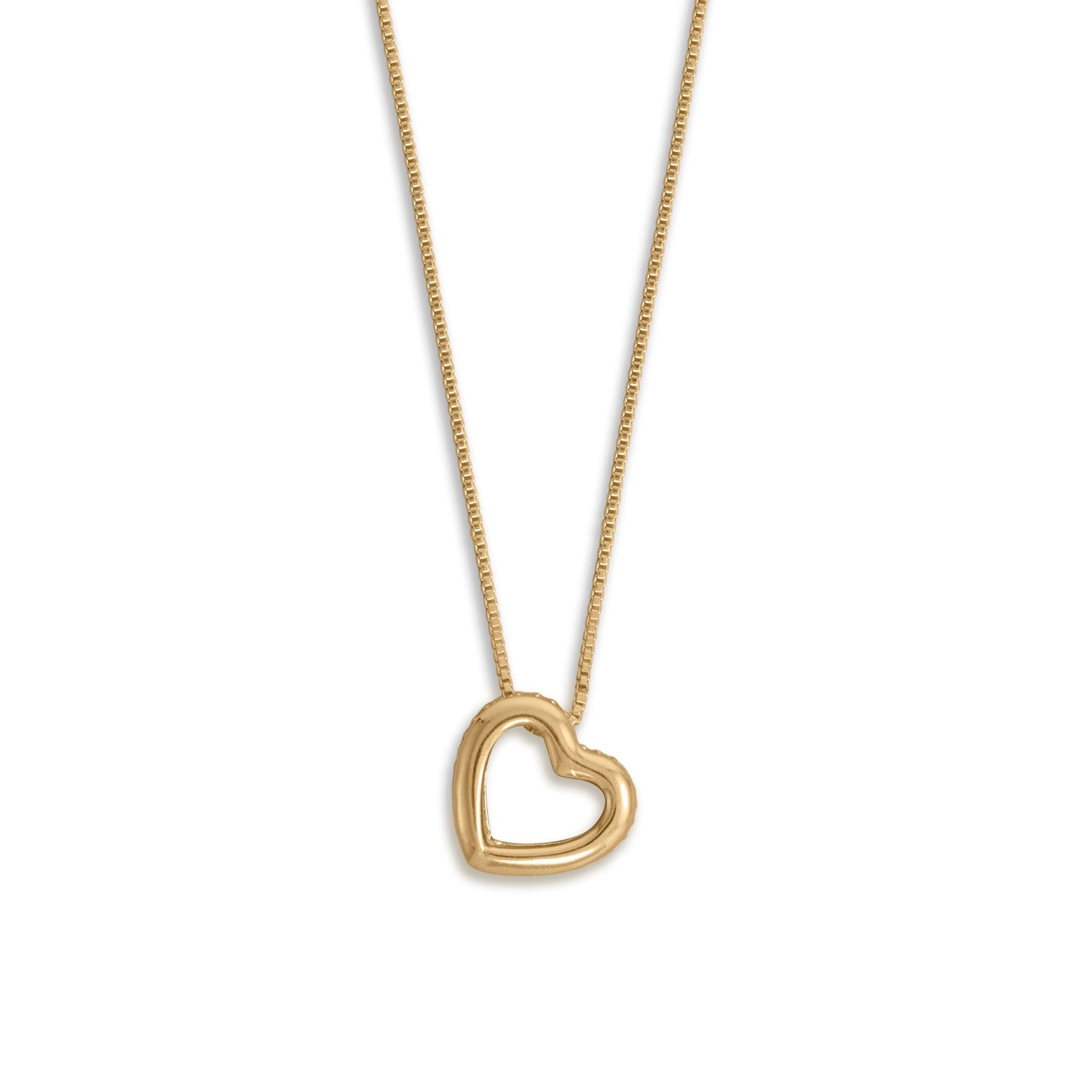 16" + 2" CZ Lined Floating Heart Necklace