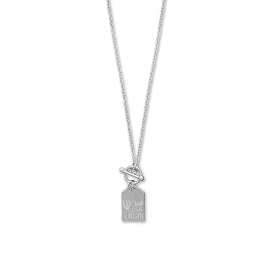 17" "Thank You Mom" Tag Toggle Necklace