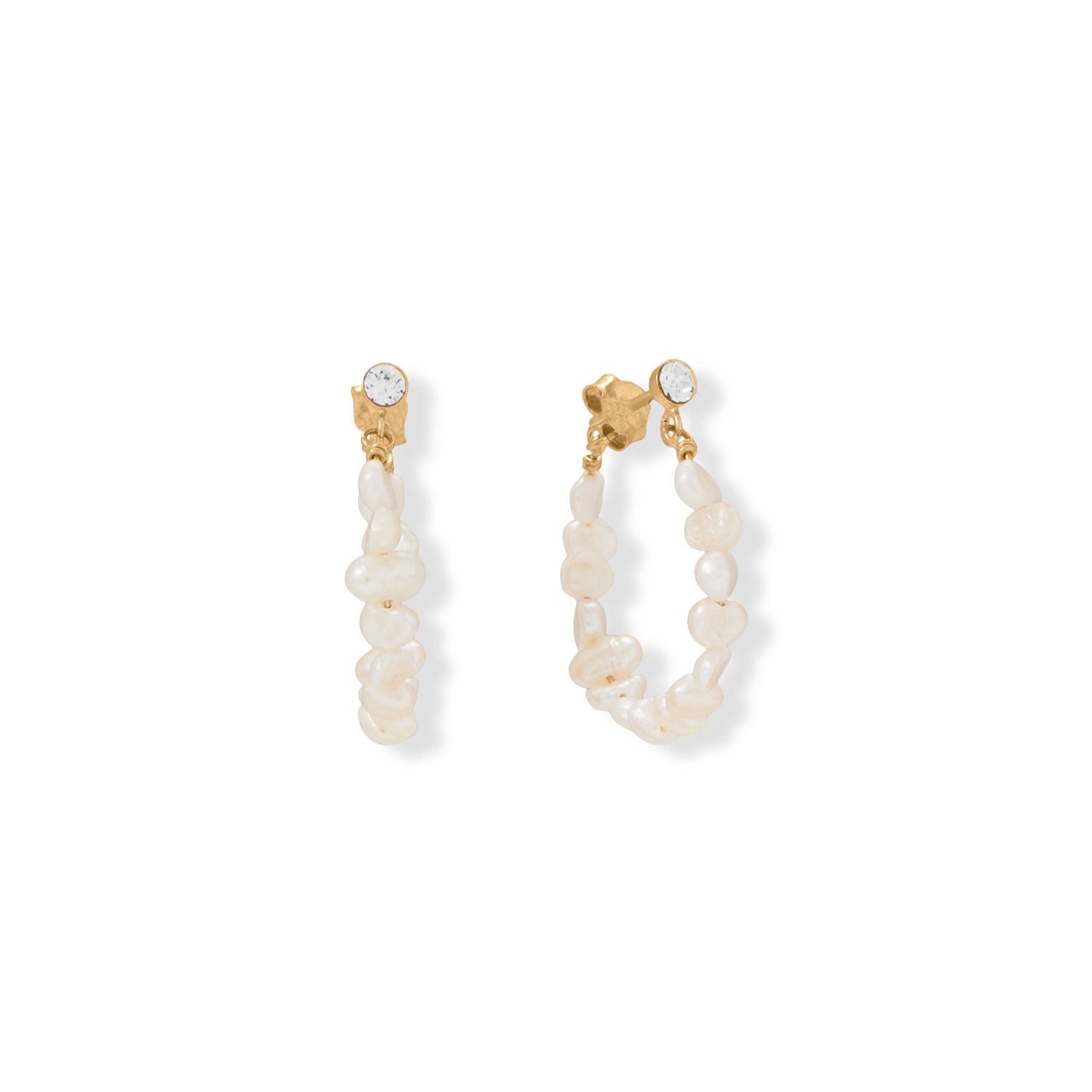 Crystal and Cultured Freshwater Pearl Hoop Earrings - Sparks and Gem