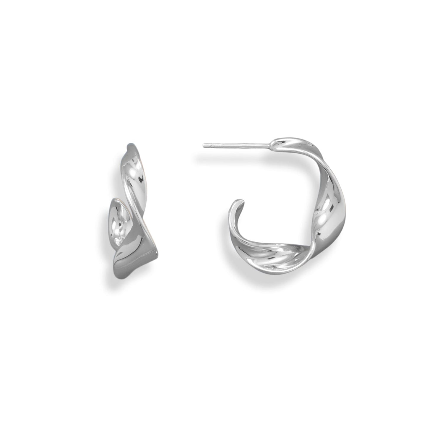 Polished Ribbon Twist 3/4 Hoop Earrings-Sparks and Gem