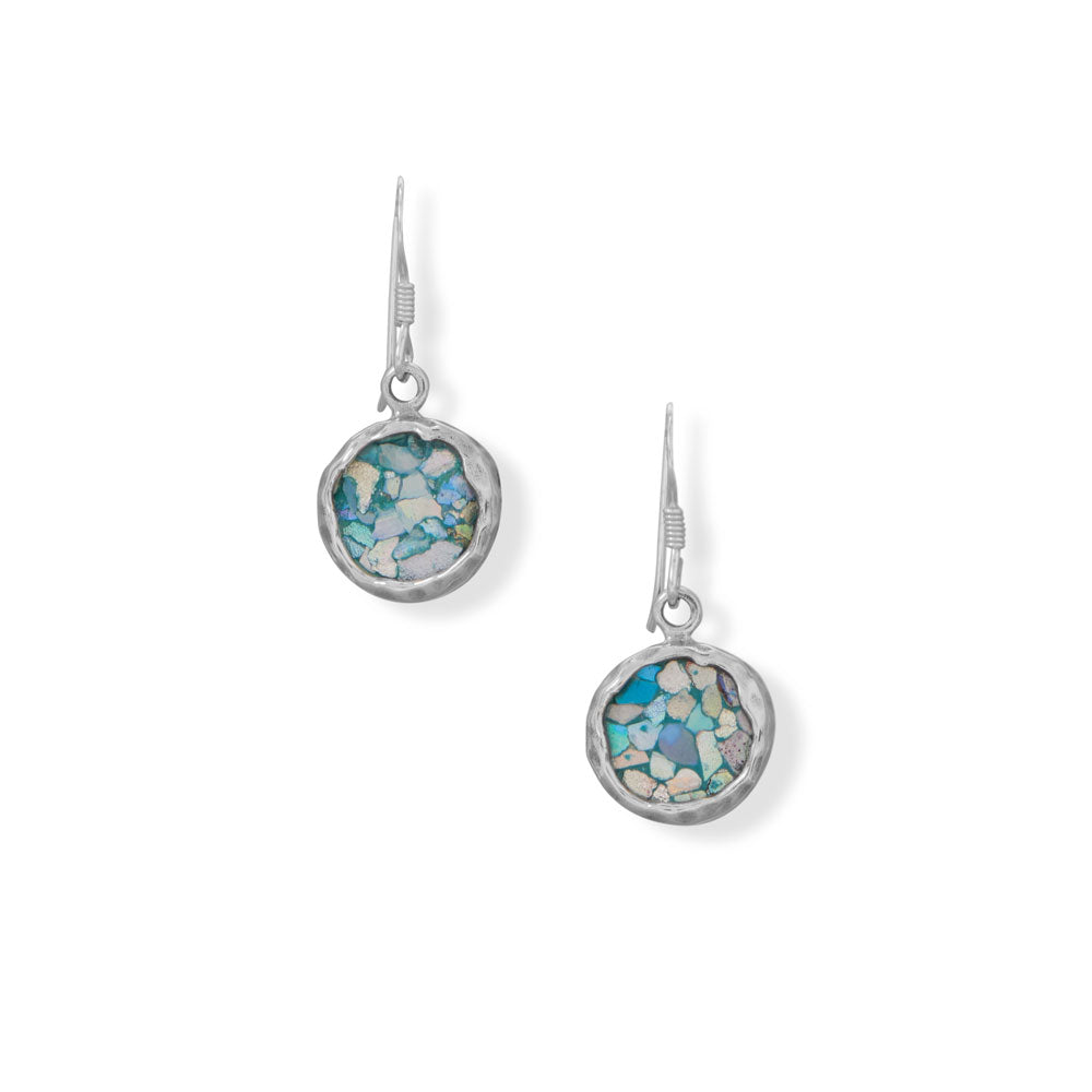 Round Roman Glass Earrings-Sparks and Gem