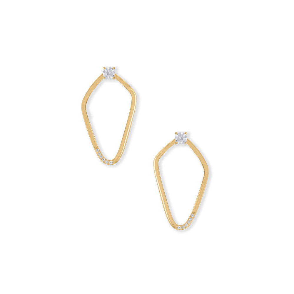 White Topaz Stud Yellow Gold Earrings - Sparks and Gem