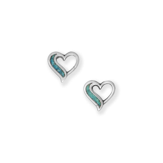 Turquoise Chip Heart Earrings