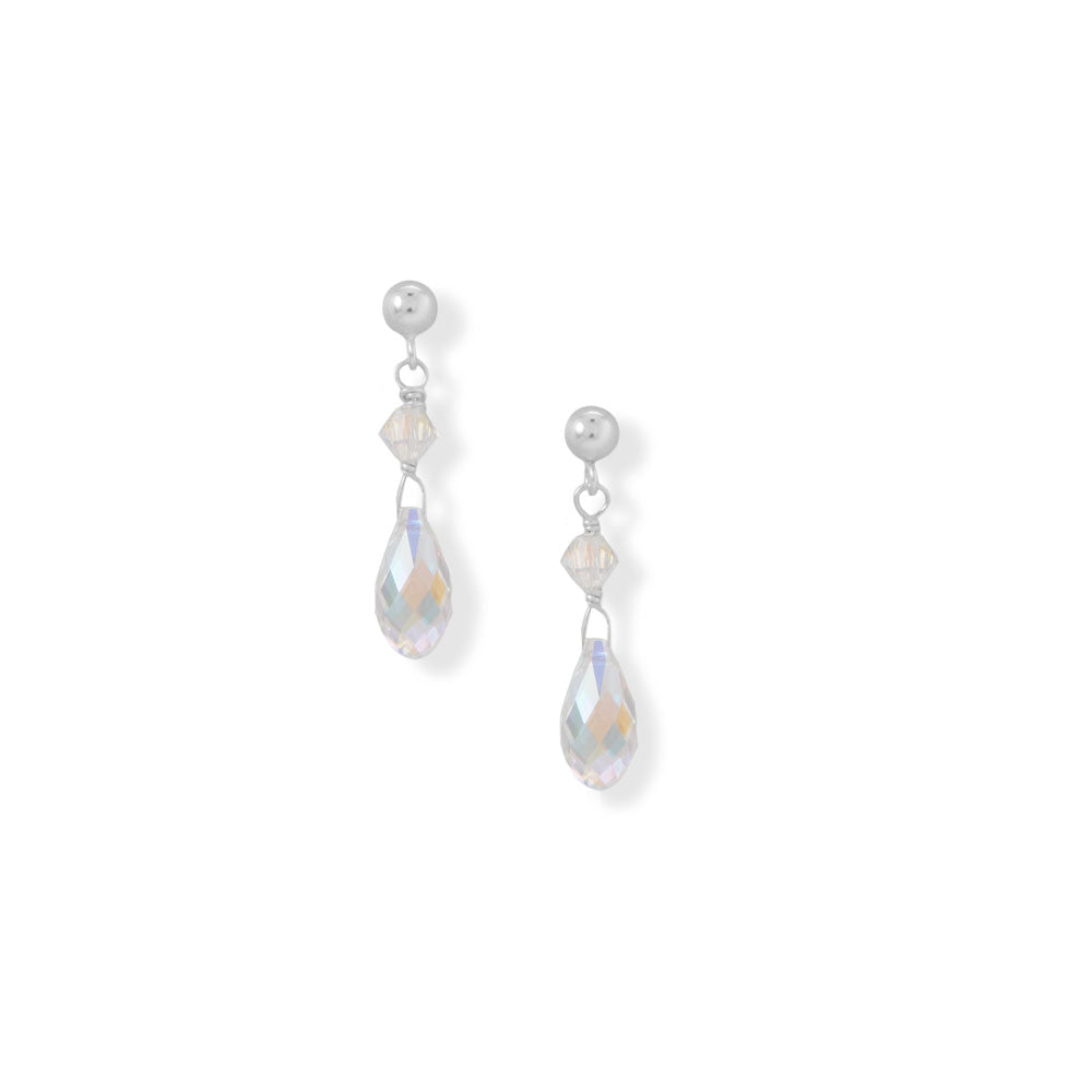 Swarovski Crystal Drop Ball Sterling Silver Post Earrings - Sparks and Gem