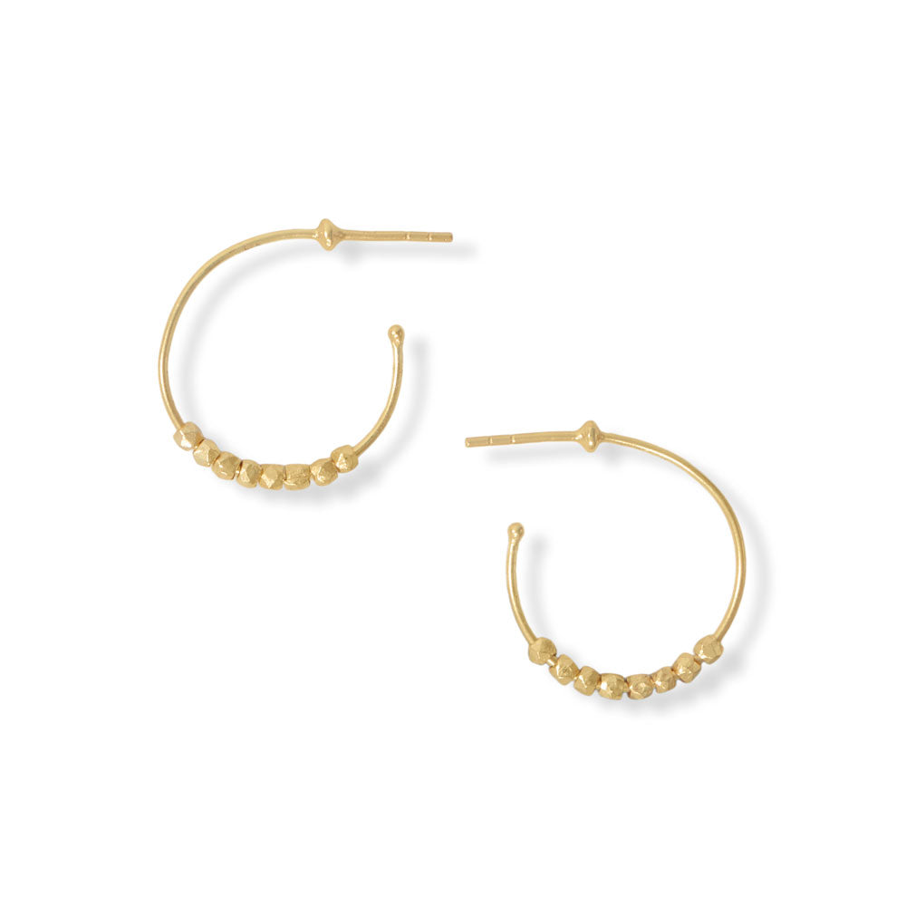 Beaded 3/4 Hoop Gold Earrings - Sparks and Gem