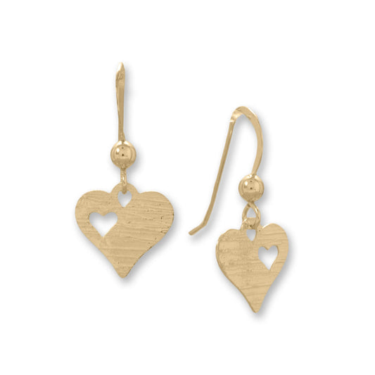 Laser Cut Heart French Wire Earrings