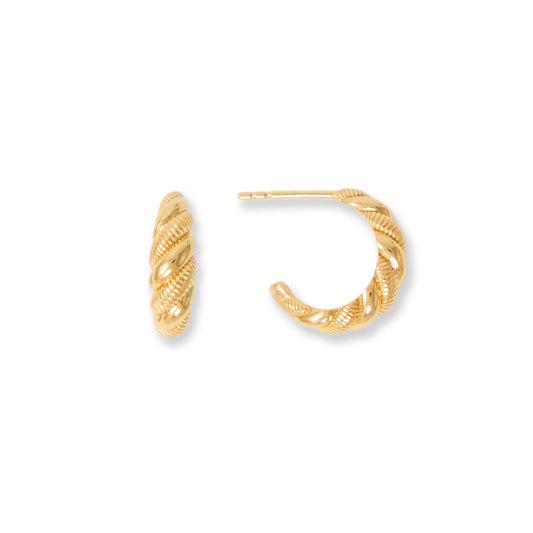 Alternating Textured Twist Gold Earrings - Sparks and Gem