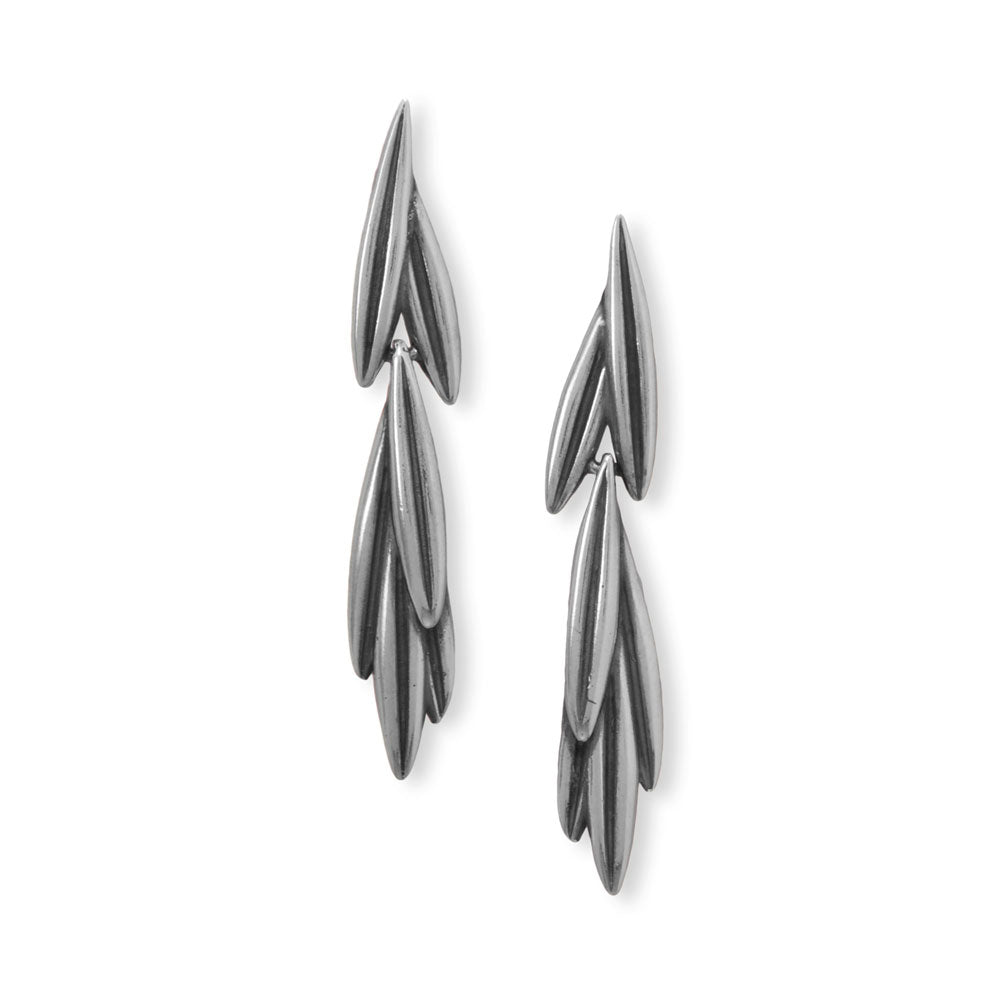 Rosemary Sprig Drop Earrings in Sterling Silver - Sparks and Gem