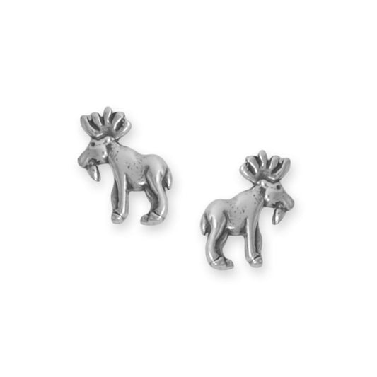 Oxidized Moose Stud Earrings