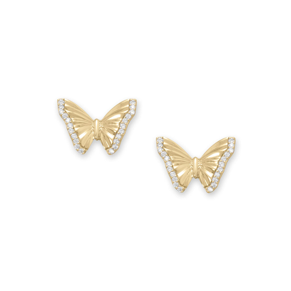 CZ Butterfly Stud Earrings