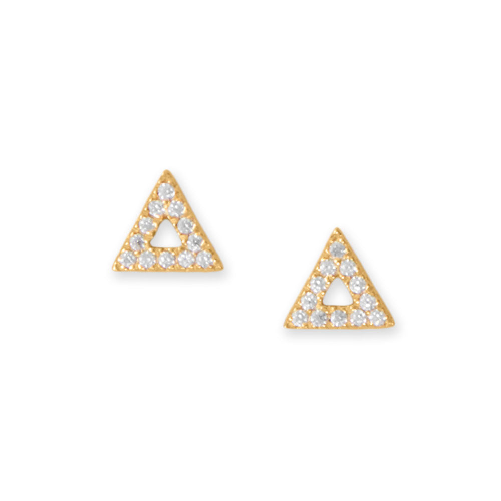 CZ Triangle Outline Stud Earrings