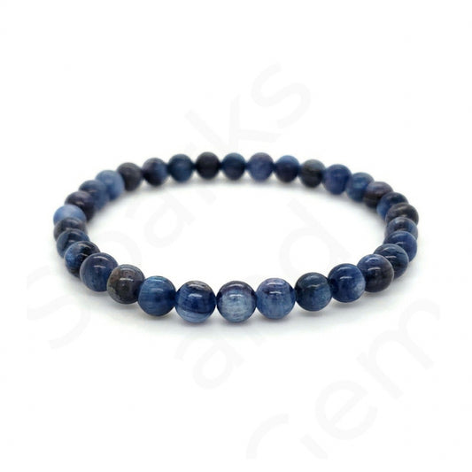 6mm Kyanite Gemstone Beaded Bracelet - Sparks and Gem