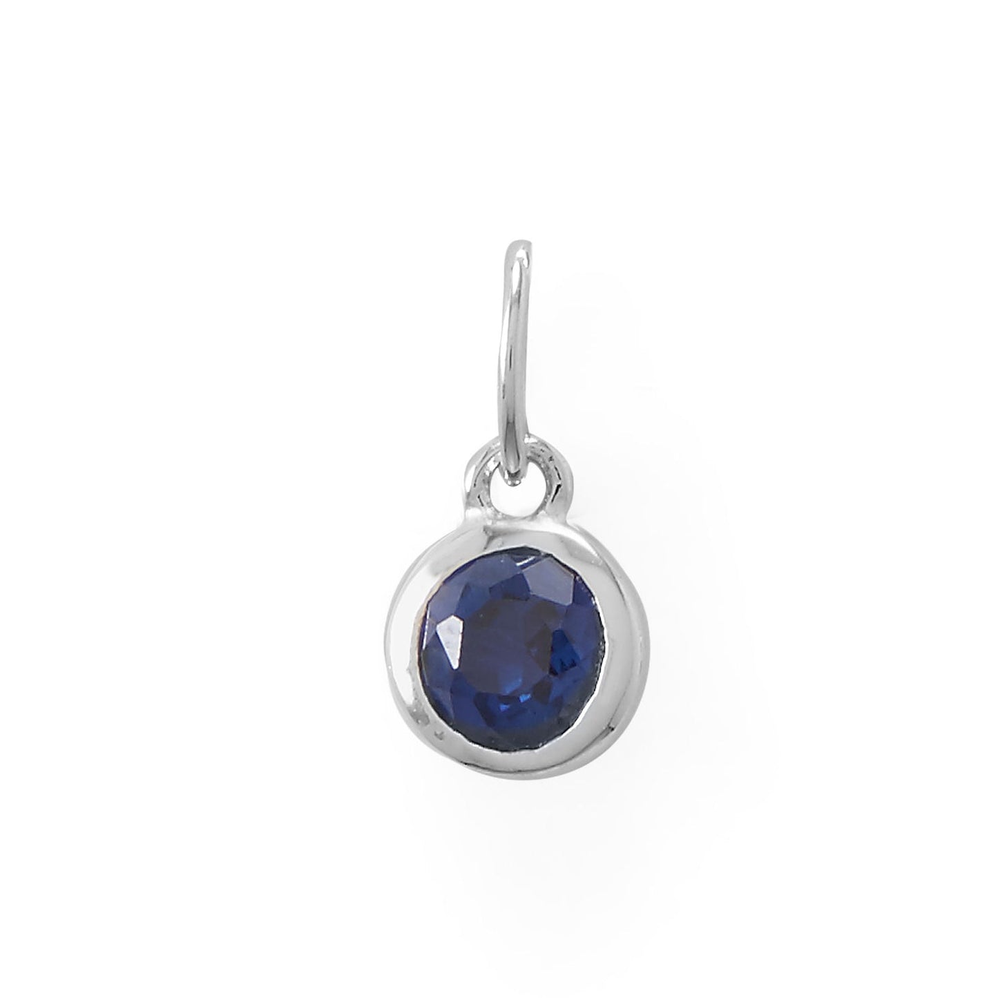 Rhodium Plated Round CZ Birthstones Charm (-December)