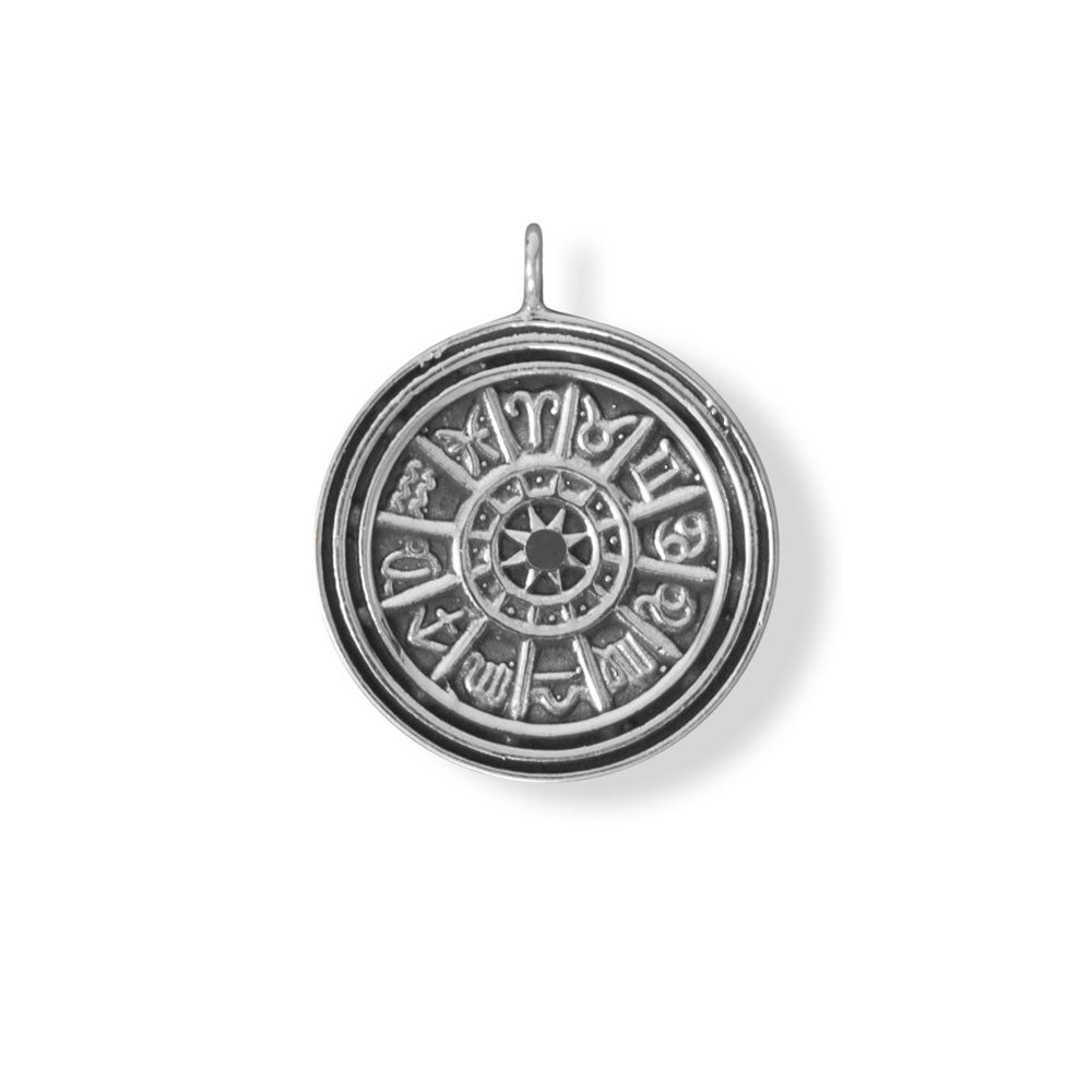 Oxidized, Round Astrology Pendant - Sparks and Gem