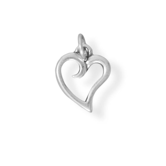 Stylized Heart Outline Sterling Silver Charm - Sparks and Gem