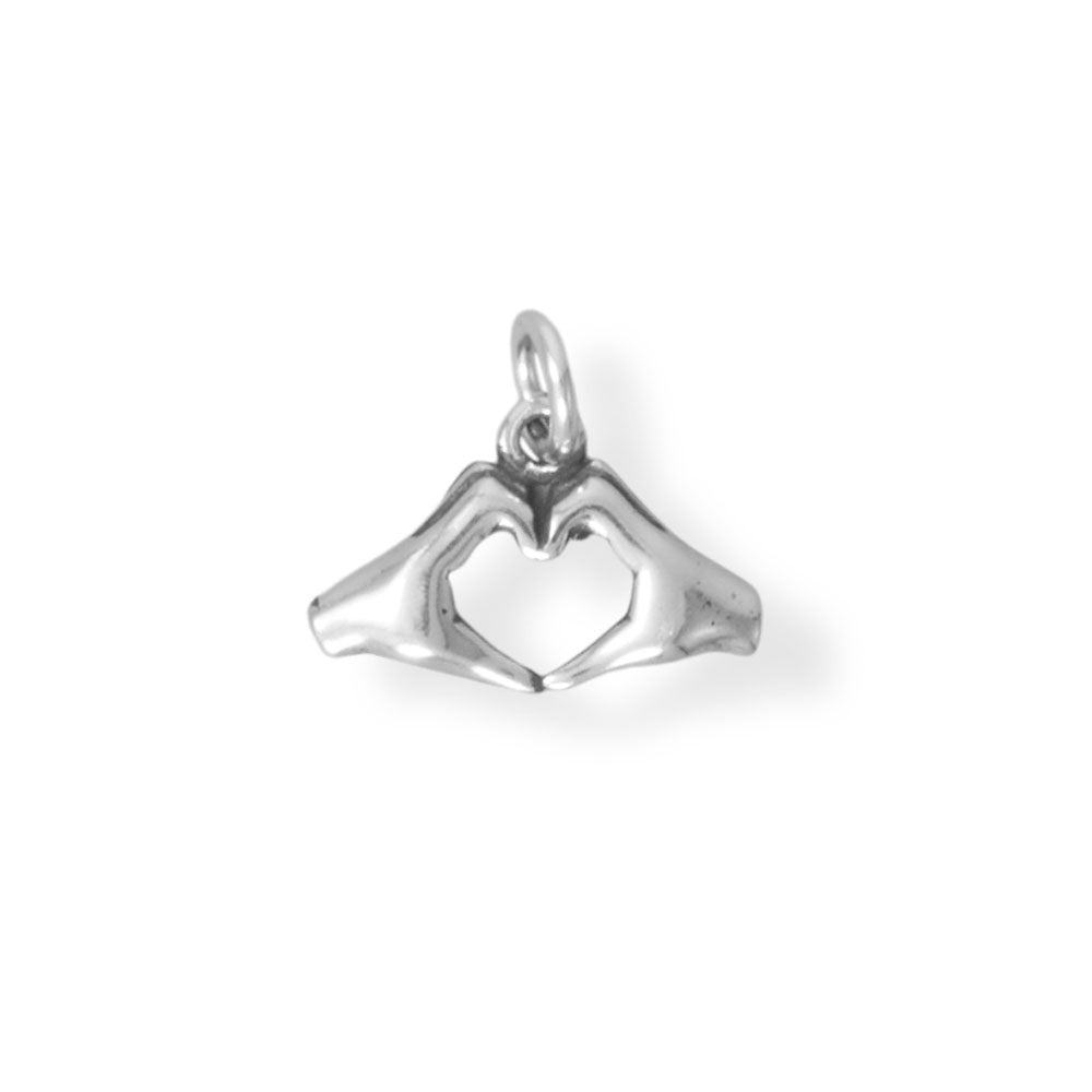 Heart Hands Silver Charm - Sparks and Gem