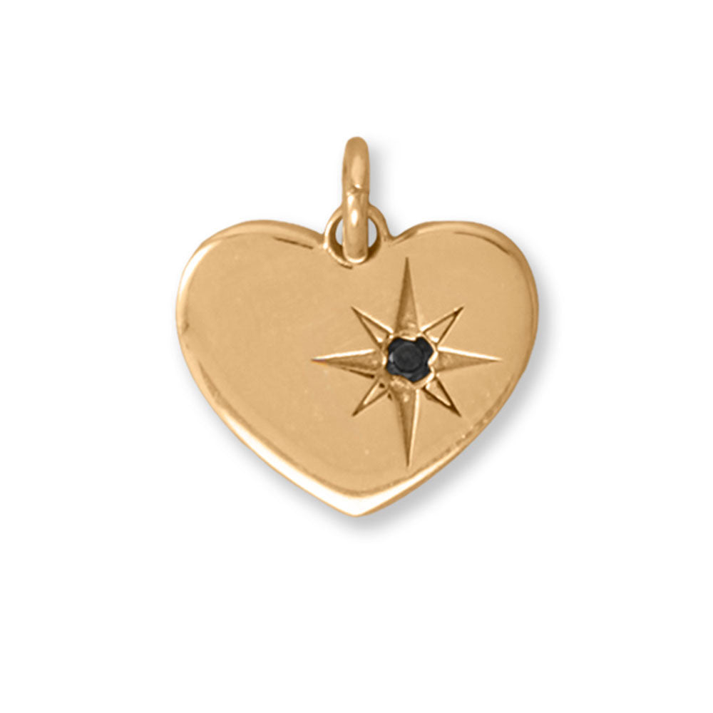 Black Diamond Star Design Heart Pendant