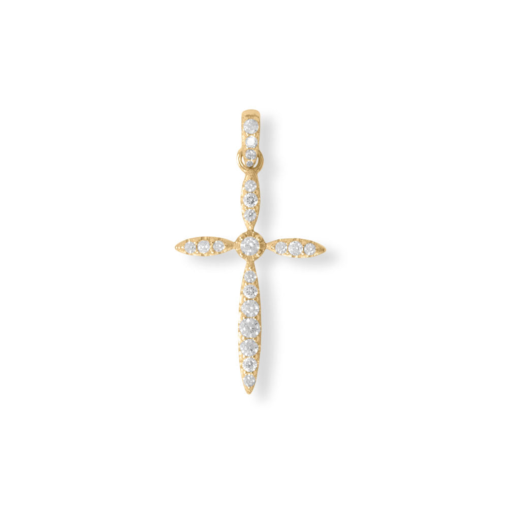 Graduating Cubic Zirconia Marquise Cross Pendant