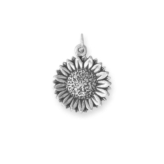 Oxidized 2D Sunflower Charm