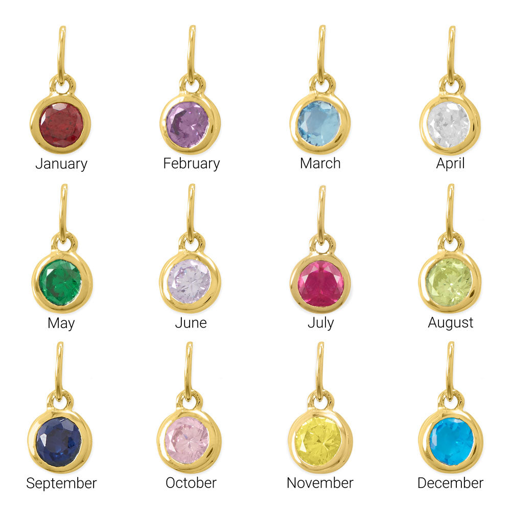 Round CZ Birthstone Charms (-December)