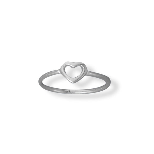 Polished Open Heart Sterling Silver Ring - Sparks and Gem