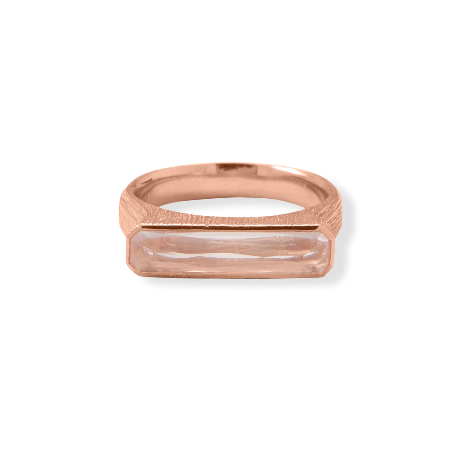 Rose Quartz Bar Rose Gold Ring - Sparks and Gem