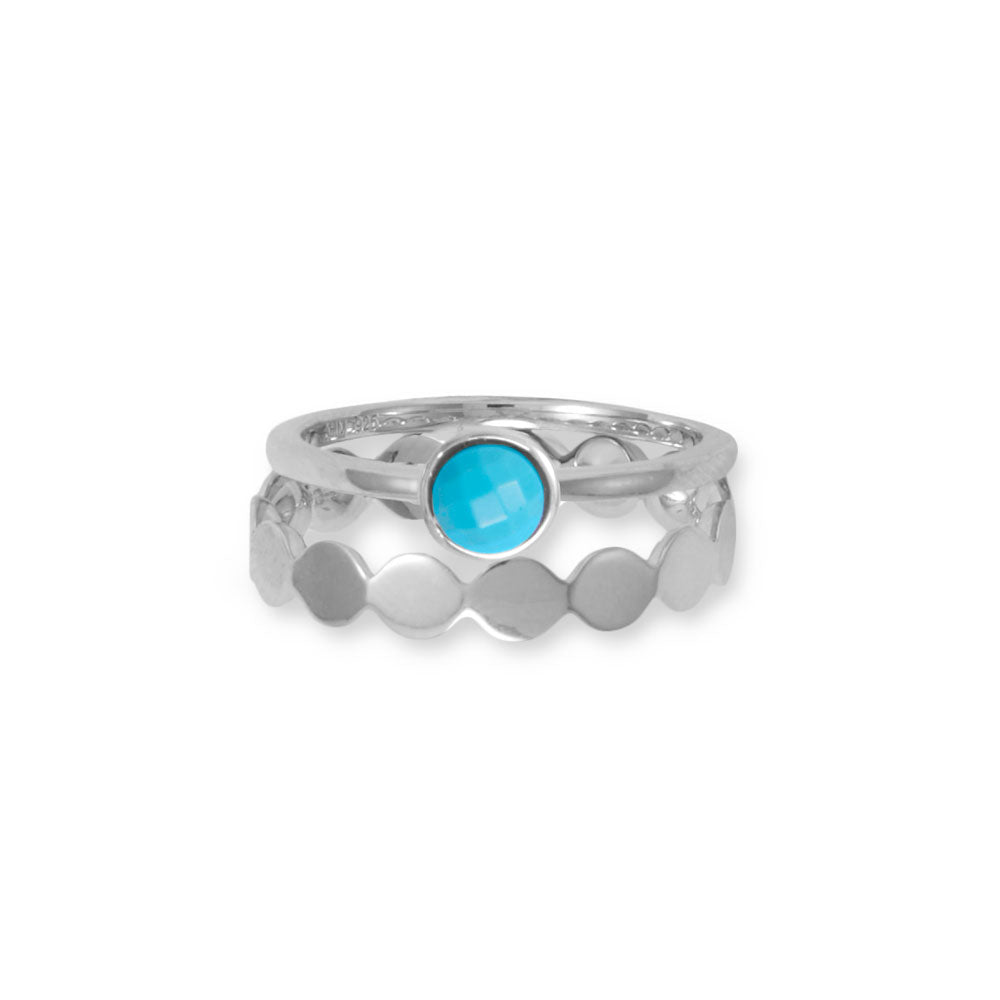 Small, Round, Solitaire, Faceted Turquoise Stackable Sterling Silver Ring
 - Sparks and Gem