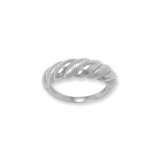 Rhodium Plated Alternating Textured Twist Sterling Silver Ring - Sparks and Gem - Find your rings, bracelet, necklace, earrings, chains, charms, anklets from this store in various colours, sizes, newest styles and designs like statement, geometric, gemstone, wedding band, layered, tapered, spinners, cocktail, climbers, long short, collars, chokers, bangles, studs, front back cuff, and more