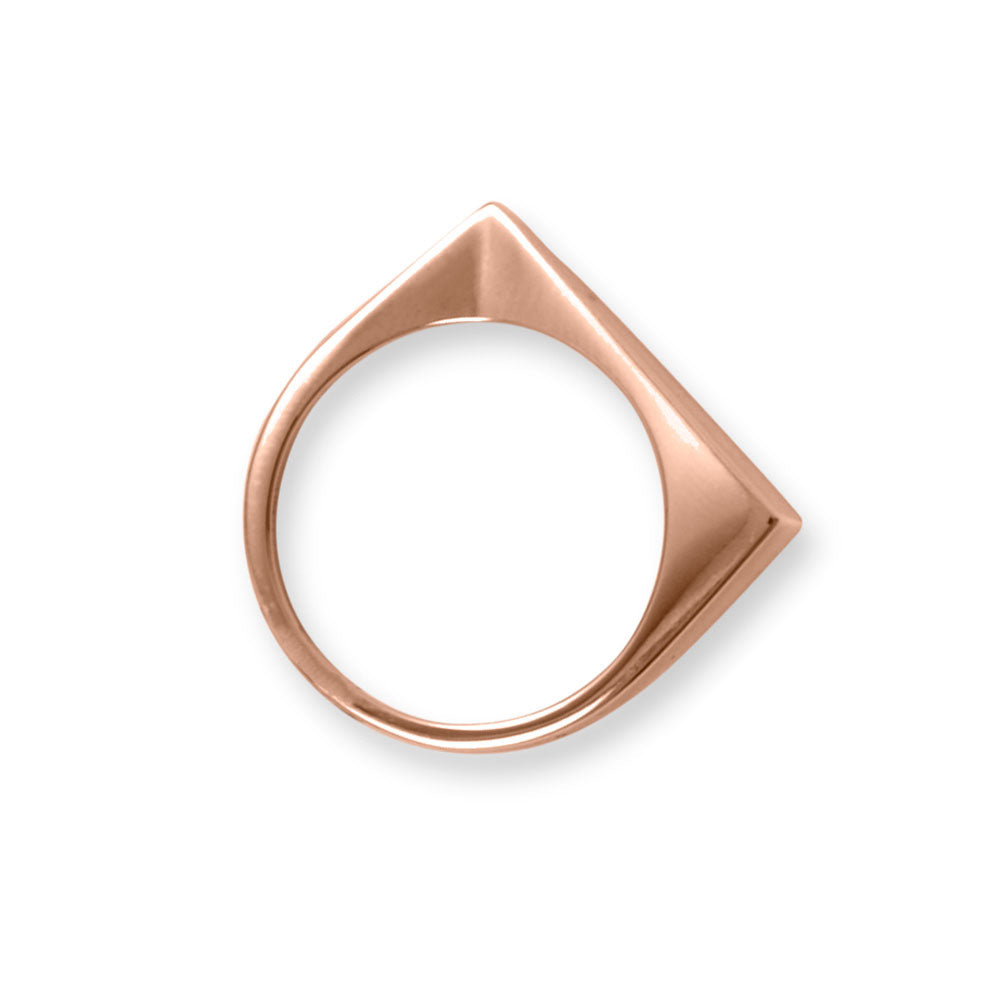 14 Karat Rose Gold Plated Flat Top Triangle Slice Ring - Sparks and Gem - Find your rings, bracelet, necklace, earrings, chains, charms, anklets from this store in various colours, sizes, newest styles and designs like statement, geometric, gemstone, wedding band, layered, tapered, spinners, cocktail, climbers, long short, collars, chokers, bangles, studs, front back cuff, and more