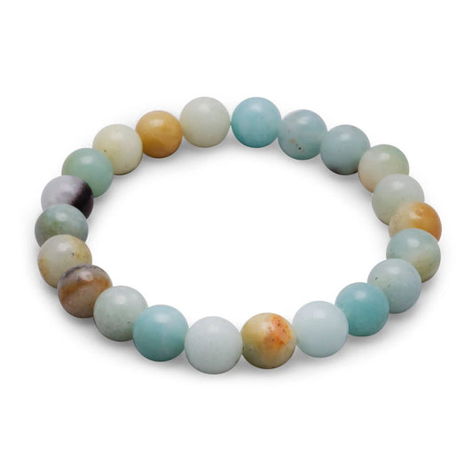 8mm Amazonite Gemstone Beaded Stretch Bracelet - Sparks and Gem - 1