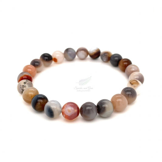 8mm Botswana Agate Stretch Bracelet - Sparks and Gem